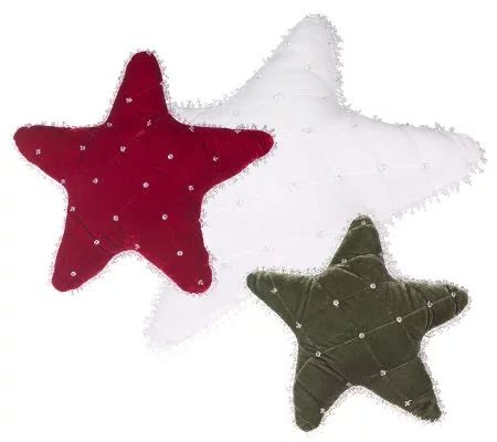 Set Of Holiday Star Pillows With Beading By Valerie Qvc