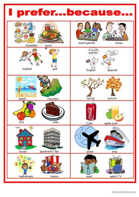 373 Prefer English ESL worksheets pdf & doc