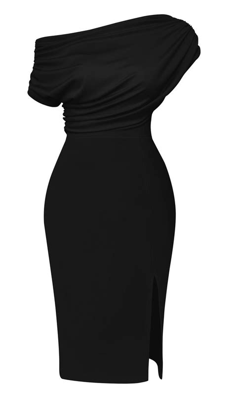 Memoriesea Womens Elegant Off Shoulder Split Hem Bodycon Ruched Midi