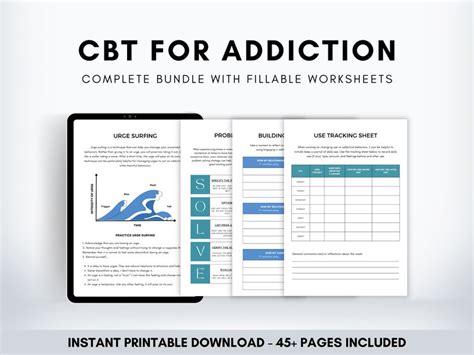 Cbt For Addiction Worksheets Sobriety Printable Bundle Substance Use