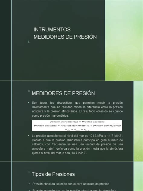 Instrumentos Medidores De Presión Pdf Medida De Presión Presión