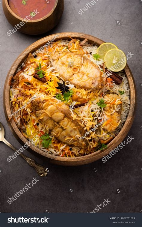 Authentic Fish Biryani Served White Plate Stock Photo 2067201629