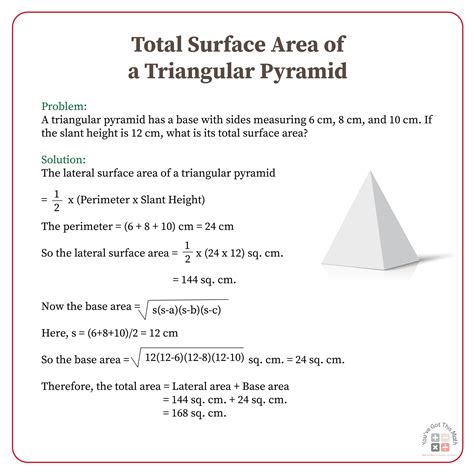 Formula for Surface Area of a Triangular Pyramid | 6 Free Worksheets