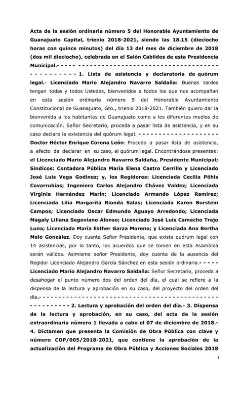 PDF Acta de la Sesión Ordinaria No 5 Guanajuato 1 Acta de la