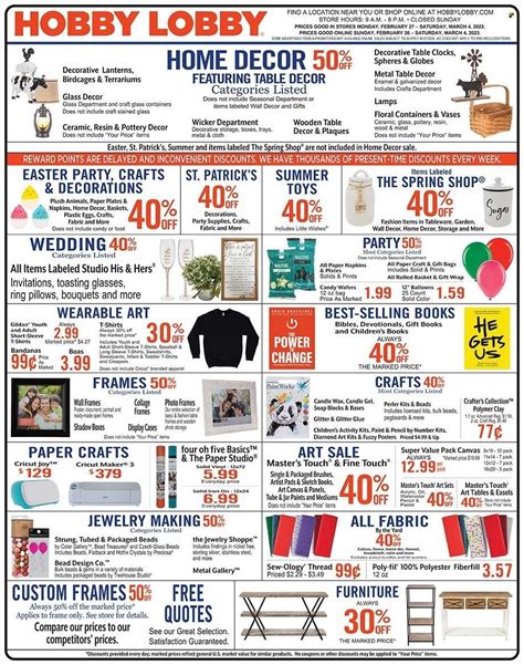 Hobby Lobby Weekly Ad Flyer Specials February 26 To March 4 2023