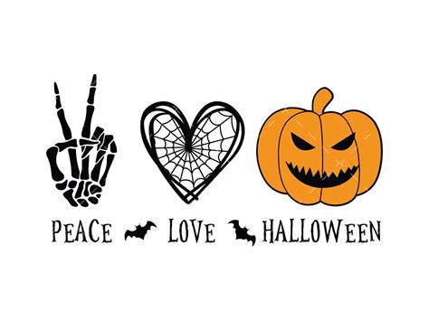 Peace Love Halloween SVG, PNG, Cricut, Halloween Svg, Spider Svg, Bat ...