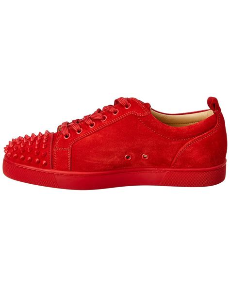 Christian Louboutin Red Suede Louis Junior Spikes Sneakers For Men Lyst