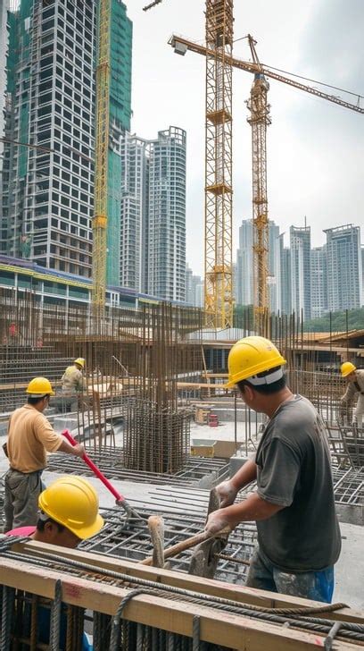 construction work progress image construction workers cranes