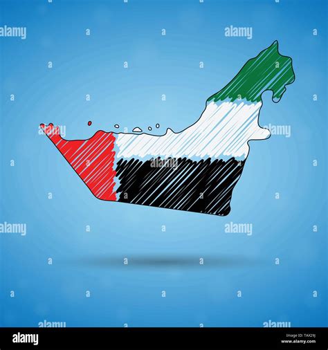 Scribble Mapa de Emiratos Árabes Unidos Boceto del mapa del país para