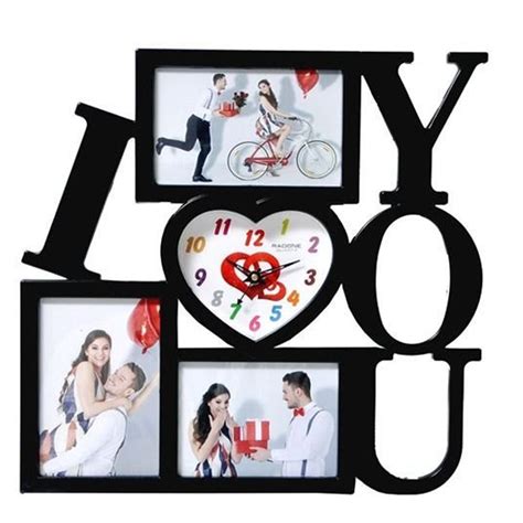 Plastic Black Collage Photo Frame Clock For Gift Size X Mm