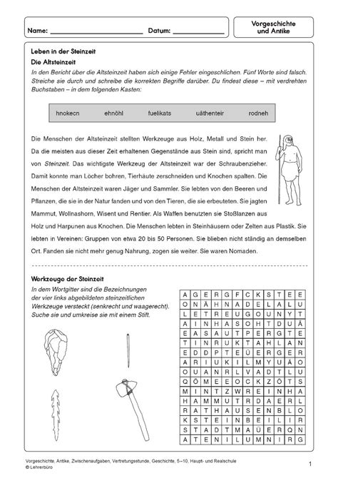 Sekundarstufe Unterrichtsmaterial Geschichte Ur Und Fr Hgeschichte