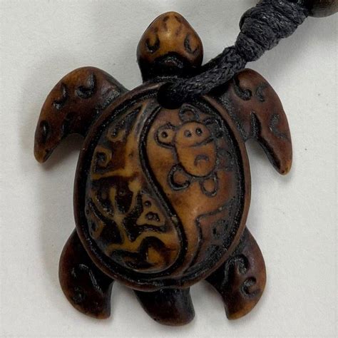 Faux Yakbone Turtle On Adjustable Necklace Ontario Turtle