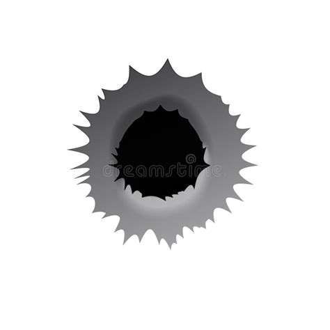 Bullet Hole On White Background Realisic Metal Bullet Hole Damage
