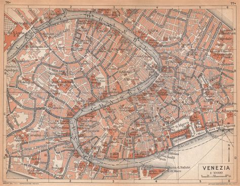 VENEZIA CANAL GRANDE Venice vintage map plan pianta della città 1958 old