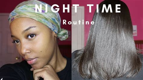 How To Wrap Your Hair Night Time Routine For Straight Hair Silk Press Youtube