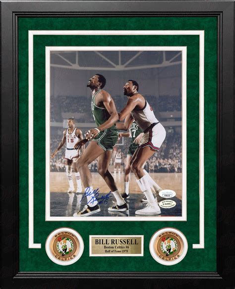 Bill Russell V Chamberlain Boston Celtics Autographed 8 X 10 Framed