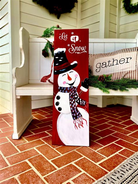 Cute Snowman Porch Sign Winter Porch Sign Snowman Sign Etsy Canada