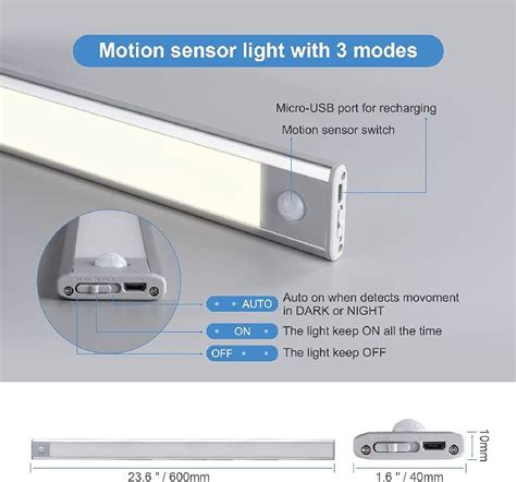 Regleta Led Con Sensor Movimiento Mm Usb Ferreter A Industrial Para