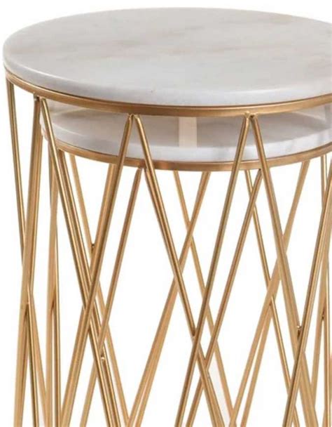 Stylecraft 2 Piece Gold Round Nesting Table Set With White Marble Top Colders Milwaukee Area