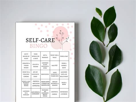 Self Care Bingo Printable Self Care Challenge Bingo Template Mental Health Challenge