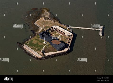 Aerial view of Fort Sumter National Monument site where the Civil War ...