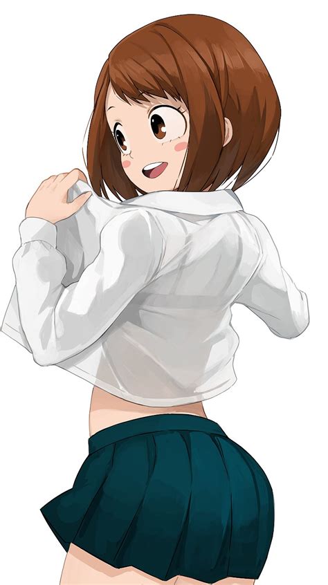 Safebooru 1girl Black Bra Blue Skirt Blush Stickers Boku No Hero Academia Bra Brown Eyes Brown