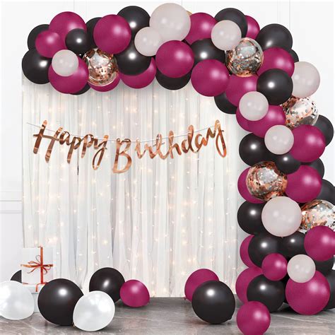 Party Propz Black And Maroon Birthday Decoration Items 72Pcs Happy