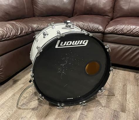 Vintage Ludwig 22 Bass Drum 1980s White 6ply Reverb