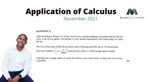 Grade 12 Mathematics Application Of Calculus November 2021 Mlungisi Nkosi Youtube