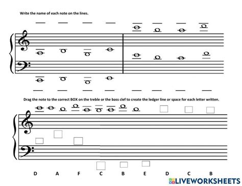 Ledger Lines Grand Staff Worksheet Live Worksheets