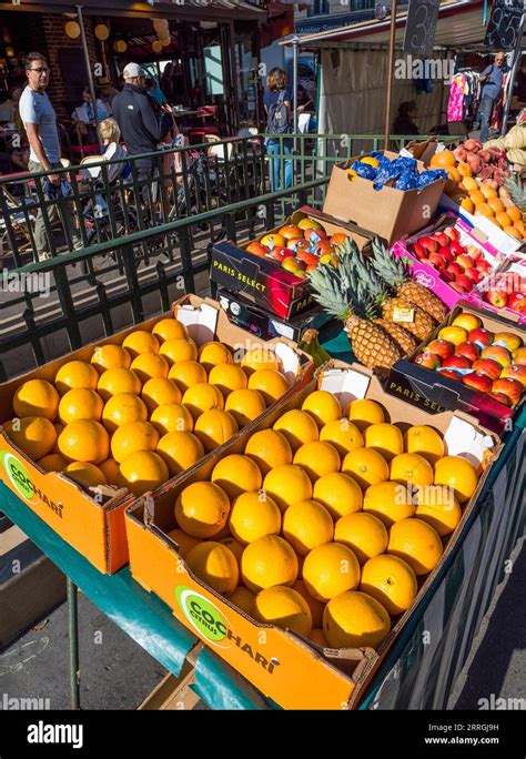 Colourful Organic Food Street Market Paris France Europe EU Stock