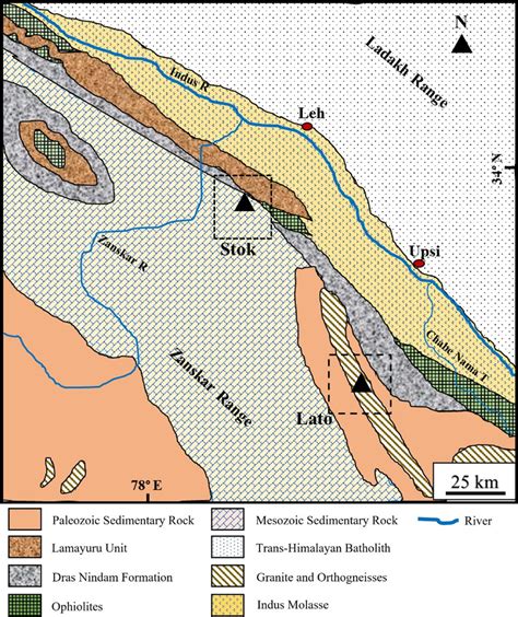 Geological map of Ladakh and the Zanskar range that highlights the key ...