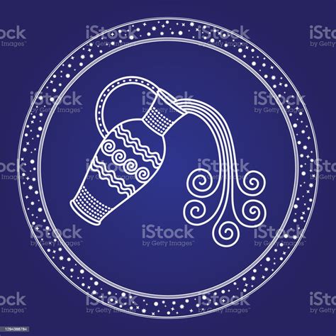 Horoscope Symbol Aquarius Sign In Circle Vector Stock Illustration Download Image Now