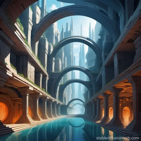 Stunning Ancient Underground City Stable Diffusion Online
