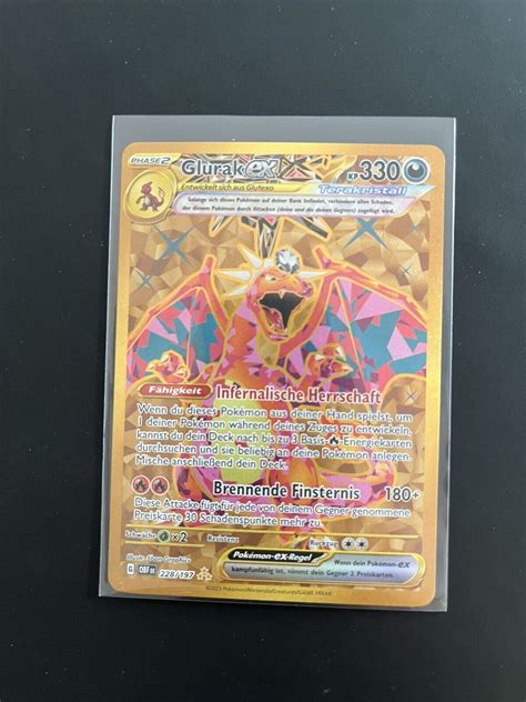 Pokemon Glurak Ex 228 197 Gold Hyper Rare Obsidian Flammen Flames DE