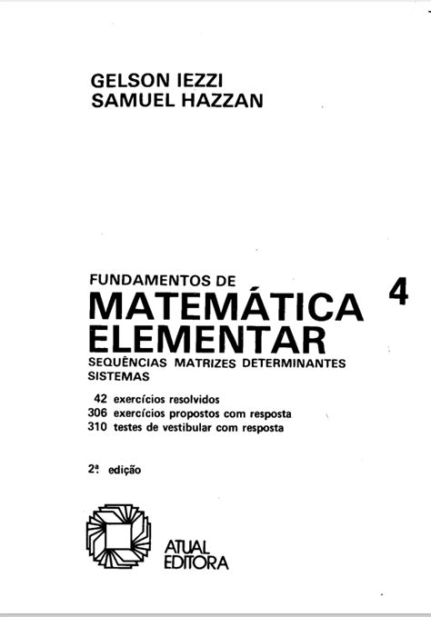 Fundamentos De Matem Tica Elementar Volume Sequencias Matrizes