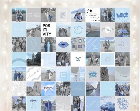 Personalized Wall Collage Kit Preset Blue Gray Aesthetic Trendy College