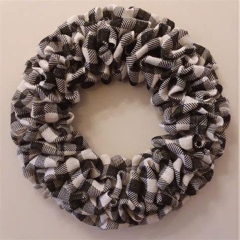 Buffalo Plaid Burlap Wreath Black And White Buffalo Plaid Etsy