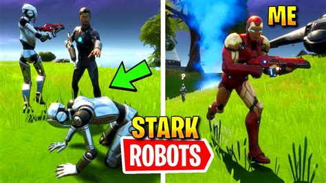 I Protected Stark Robots As Boss Iron Man In Fortnite Youtube