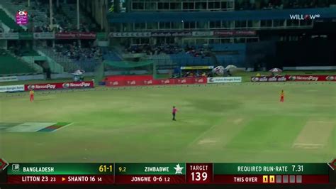 9 3 LM Jongwe To Najmul Hossain Shanto WICKET Caught BAN Vs ZIM