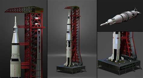 Nasa Saturn V Rocket And Launch Pad Apollo 3D Model File STL OBJ For