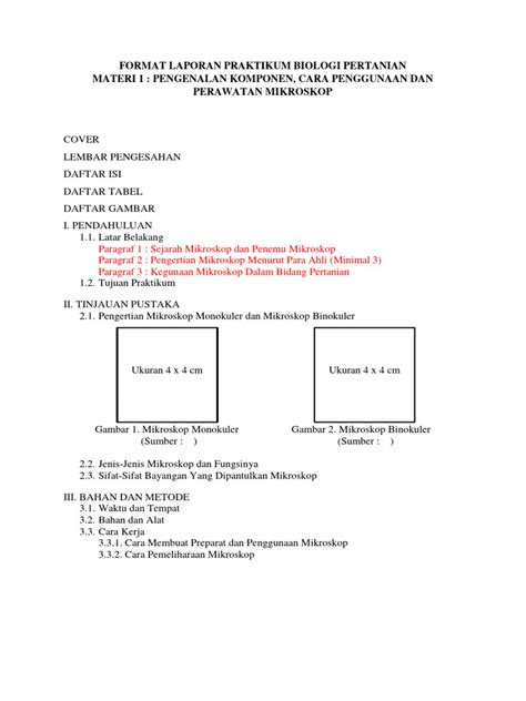 Format Laporan Praktikum Mikroskop Biologi Pertanian Pdf