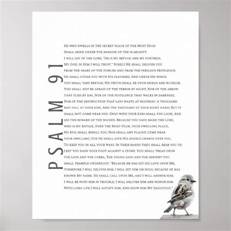 Modern Psalm 91 Bible Scripture Christian Bird Art Poster Zazzle