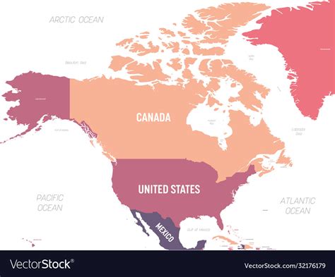 North America Map High Detailed Political Vector Image