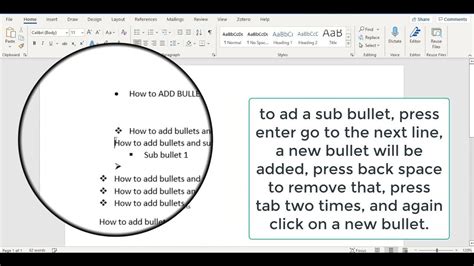 How To Add Bullets And Sub Bullets In Word Document Youtube