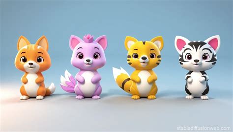 Three Unique Animal Mascots With Distinct Attributes Stable Diffusion