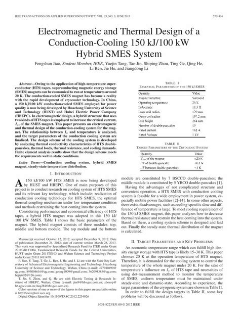 PDF Electromagnetic And Thermal Design Of A Conduction Cooling 150 KJ