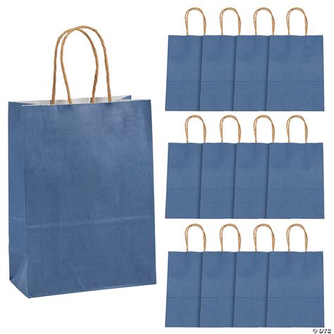 6 1 2 X 9 Medium Blue Kraft Paper Gift Bags 12 Pc Oriental Trading