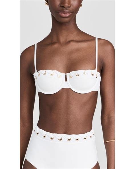 Zimmermann Halliday Eyelet Balconette Bra Bikini Top In White Lyst