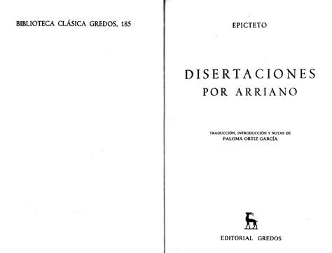 Disertaciones Por Arriano Biblioteca Cl Sica Gredos Epicteto D I